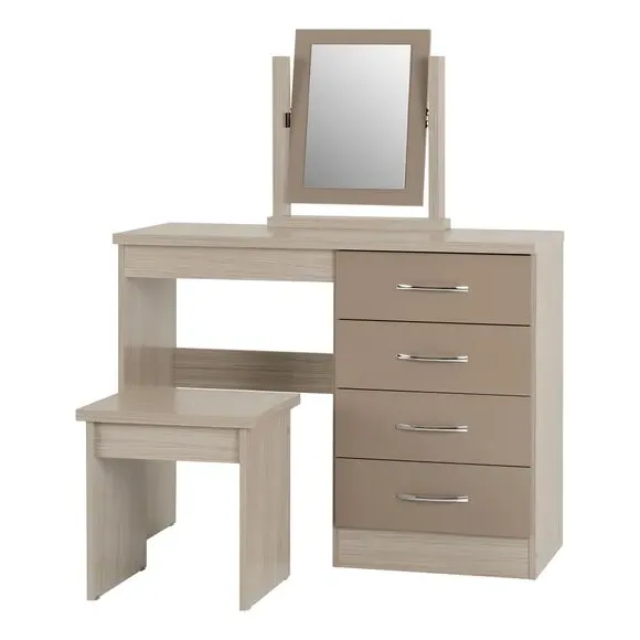 4-Drawer Dressing Table Set with Mirror - Natural