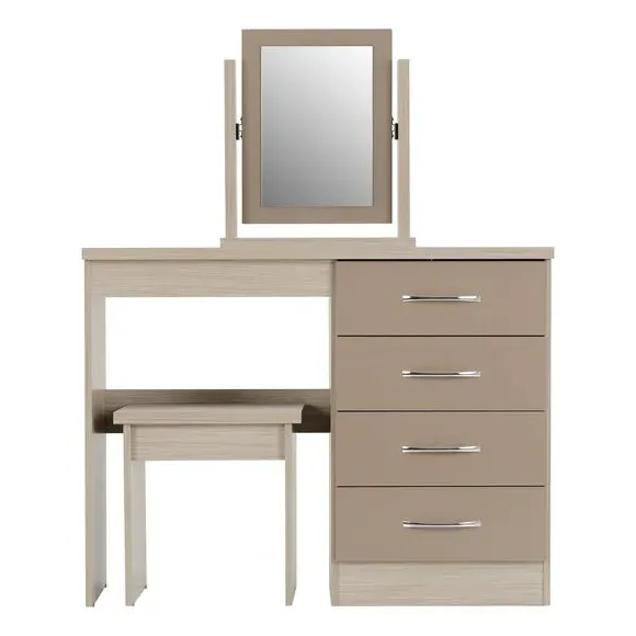 4-Drawer Dressing Table Set with Mirror - Natural
