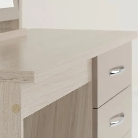 4-Drawer Dressing Table Set with Mirror - Natural