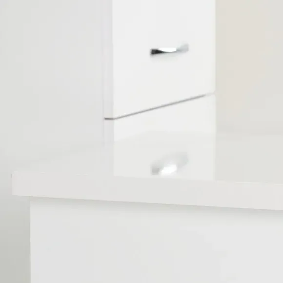 4-Drawer Dressing Table Set with Mirror - White