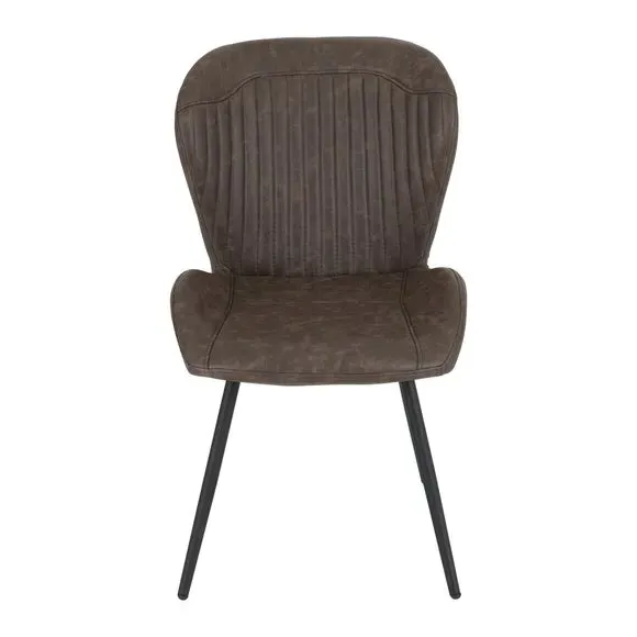 4-Piece Dining Chair Set - Brown, Faux Leather