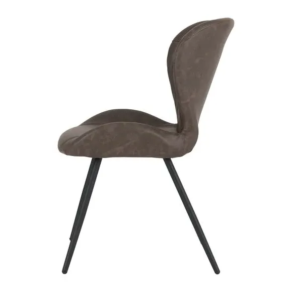 4-Piece Dining Chair Set - Brown, Faux Leather