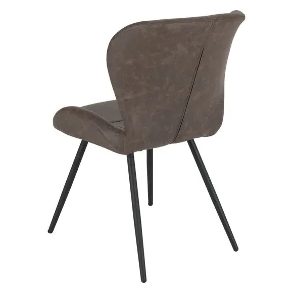 4-Piece Dining Chair Set - Brown, Faux Leather