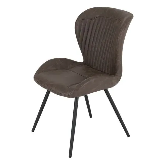 4-Piece Dining Chair Set - Brown, Faux Leather