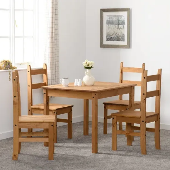 4-Seater Dining Set with Chairs - Natural, Pine image