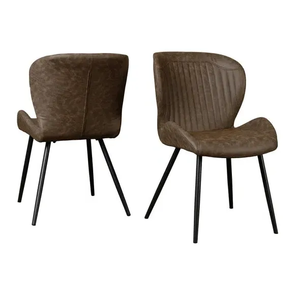 4-Seater Dining Set with Wave Edge - Brown, Wood