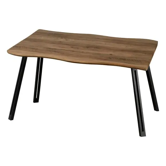 4-Seater Dining Set with Wave Edge - Brown, Wood