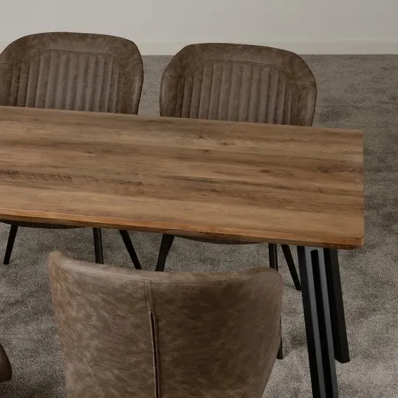 4-Seater Dining Table with 4 Chairs - Brown, Wood