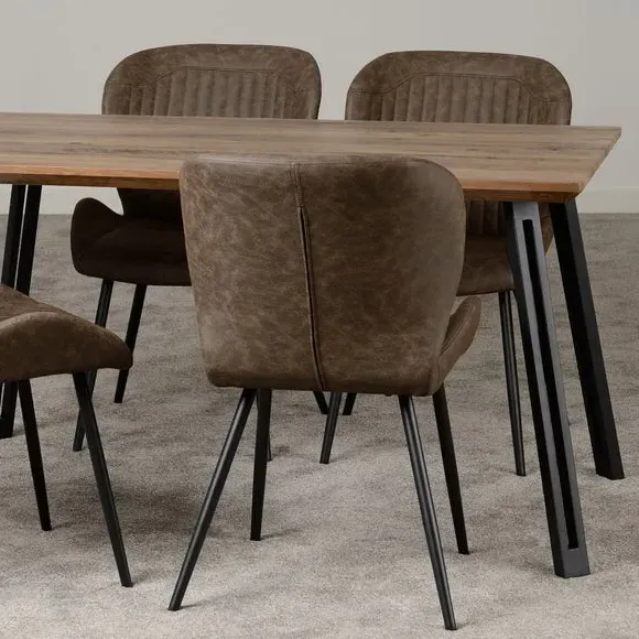 4-Seater Dining Table with 4 Chairs - Brown, Wood image