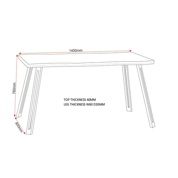 4-Seater Rectangular Dining Table - Mid Oak