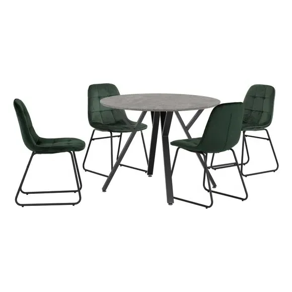 4-Seater Round Dining Set with Chairs - Green image