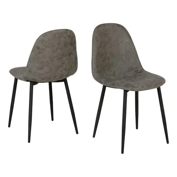 4-Seater Round Dining Set with Chairs - Grey