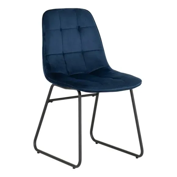 4-Seater Round Dining Set with Chairs - Navy
