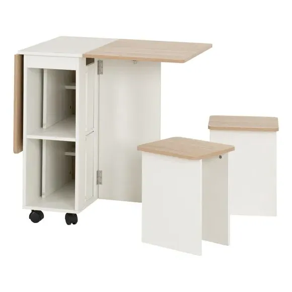 4-Seater Stowaway Dining Set - White, Wood