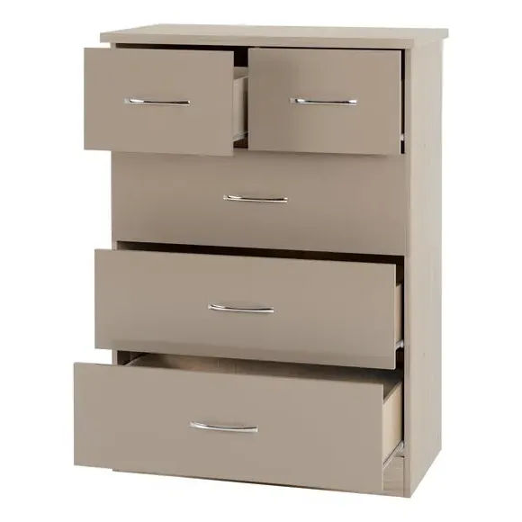 5 Drawer Chest - Natural, Oak Veneer