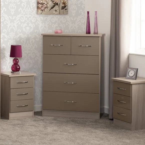 5 Drawer Chest - Natural, Oak Veneer