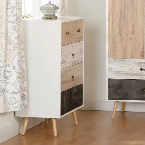 5-Drawer Chest Nordic Style - White, Pine
