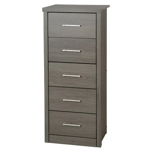 5-Drawer Chest Slim Design - Black, Veneer image