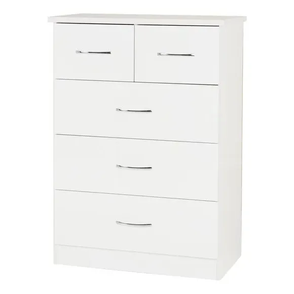5 Drawer Chest - White, Oak Veneer