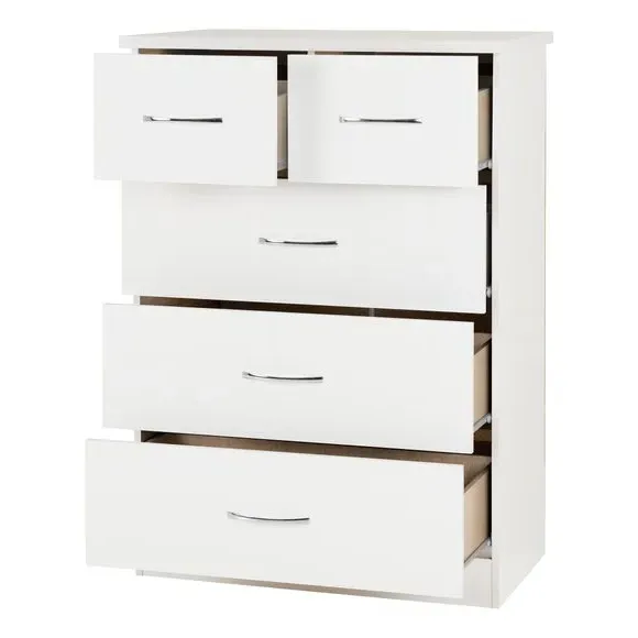 5 Drawer Chest - White, Oak Veneer