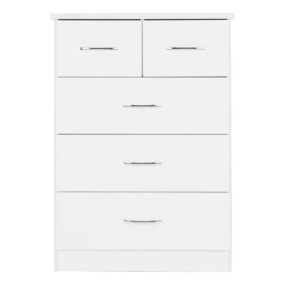 5 Drawer Chest - White, Oak Veneer
