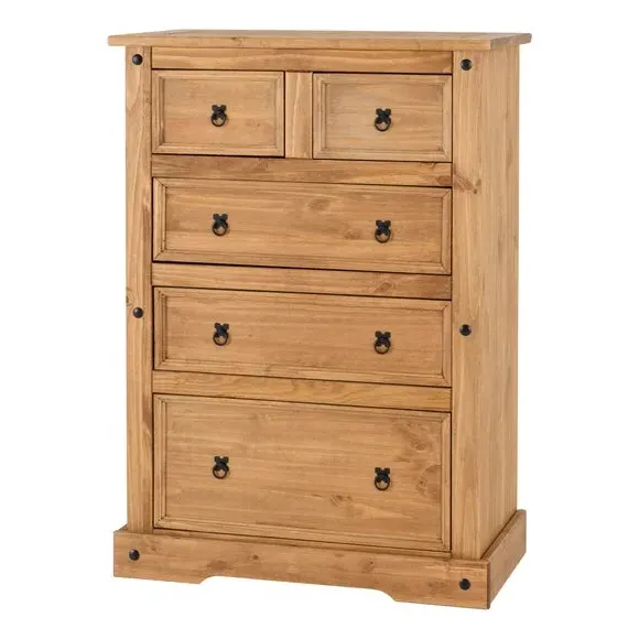 5-Drawer Chest with Metal Handles - Natural, Pine