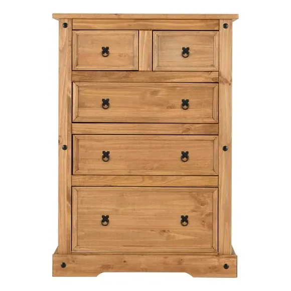 5-Drawer Chest with Metal Handles - Natural, Pine