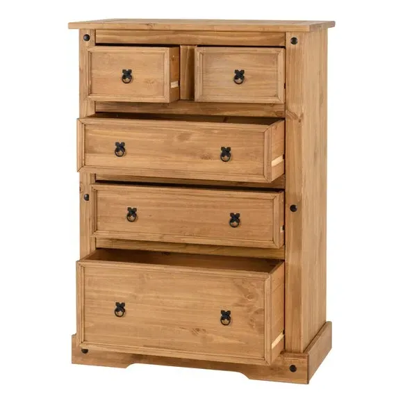 5-Drawer Chest with Metal Handles - Natural, Pine