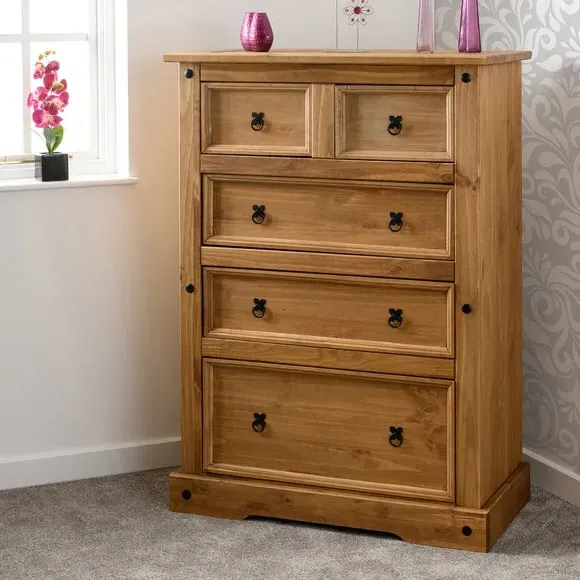 5-Drawer Chest with Metal Handles - Natural, Pine image
