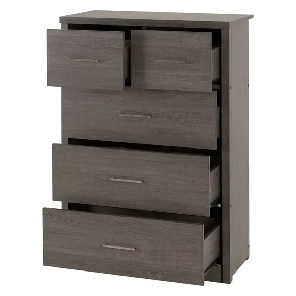 5-Drawer Chest with Storage - Grey, Veneer