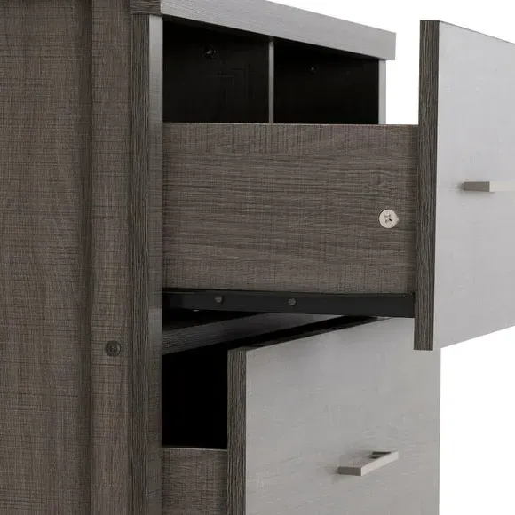 5-Drawer Chest with Storage - Grey, Veneer