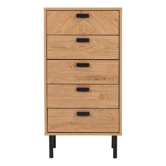 5-Drawer Narrow Chest - Oak Effect