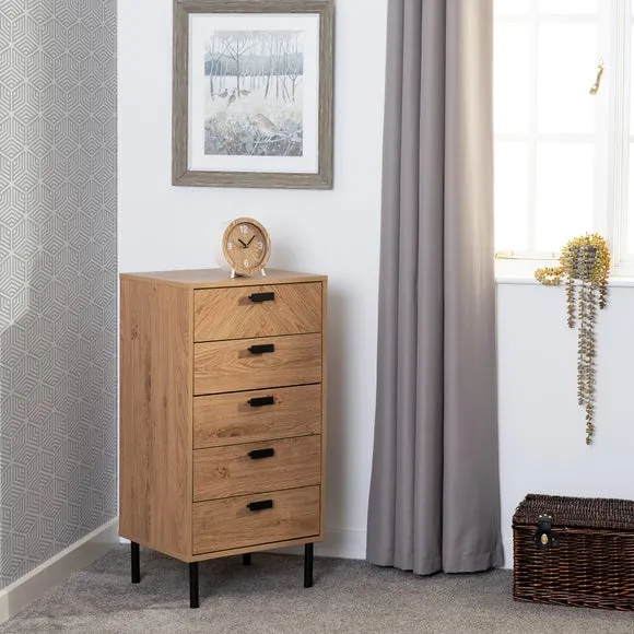 5-Drawer Narrow Chest - Oak Effect image
