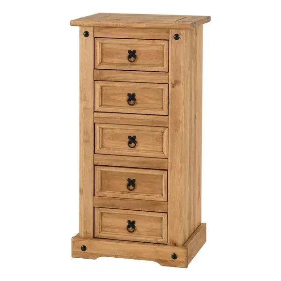 5-Drawer Tall Chest - Natural, Pine
