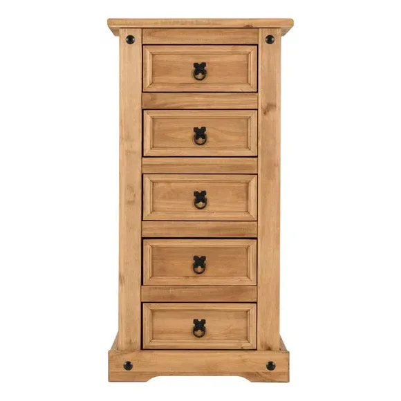 5-Drawer Tall Chest - Natural, Pine