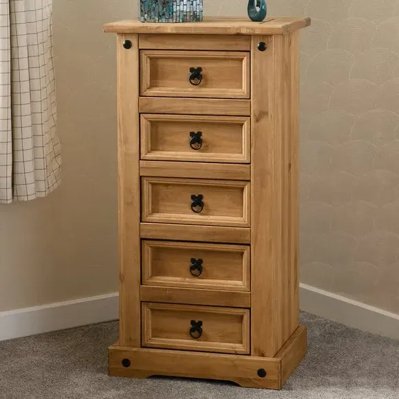5-Drawer Tall Chest - Natural, Pine image