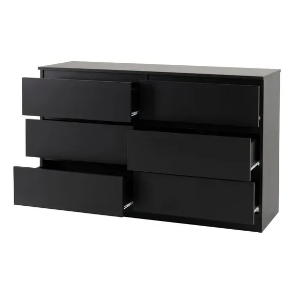 6-Drawer Chest of Drawers - Black, Wood