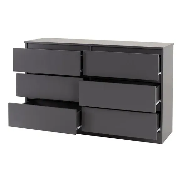 6-Drawer Chest of Drawers - Grey, Wood