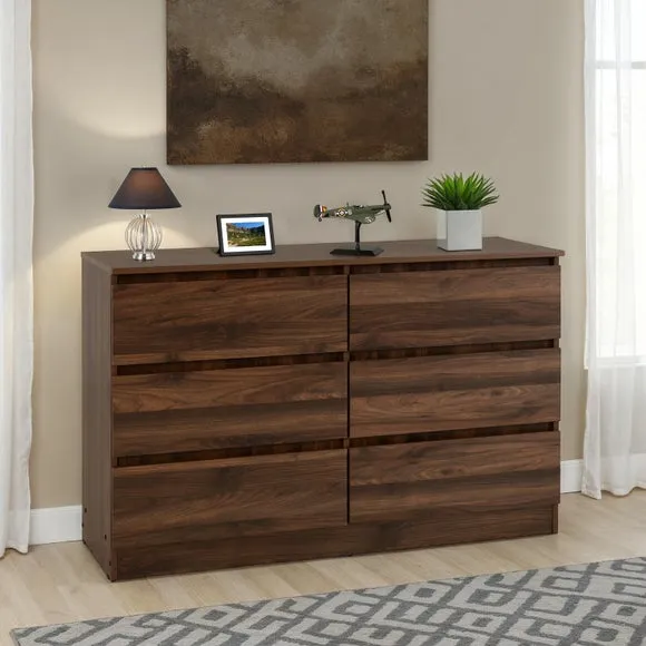 6-Drawer Chest of Drawers - Walnut, Wood