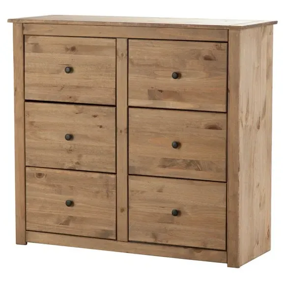 6-Drawer Chest with Black Handles - Pine image
