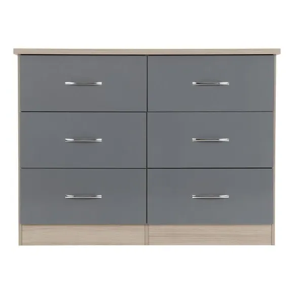 6-Drawer Chest with Gloss Finish - Grey