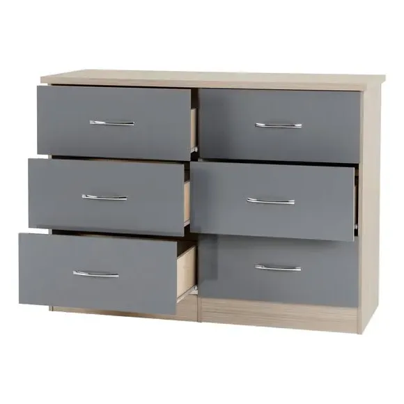 6-Drawer Chest with Gloss Finish - Grey