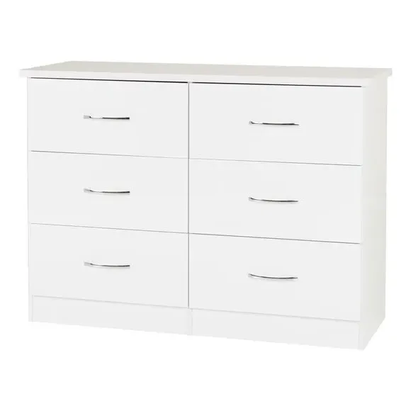 6-Drawer Chest with Gloss Finish - White
