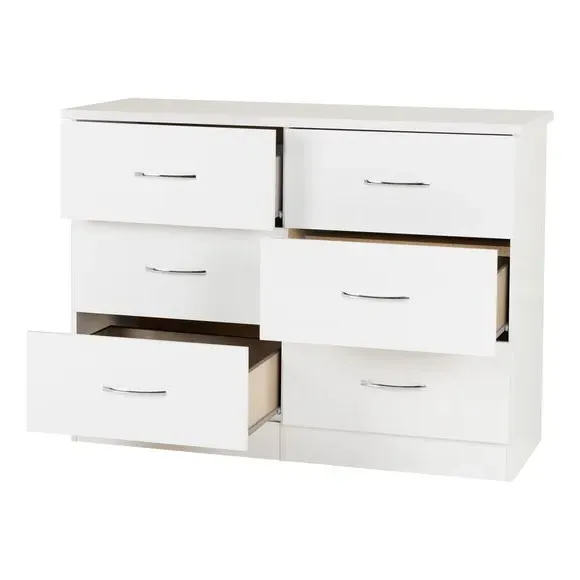 6-Drawer Chest with Gloss Finish - White