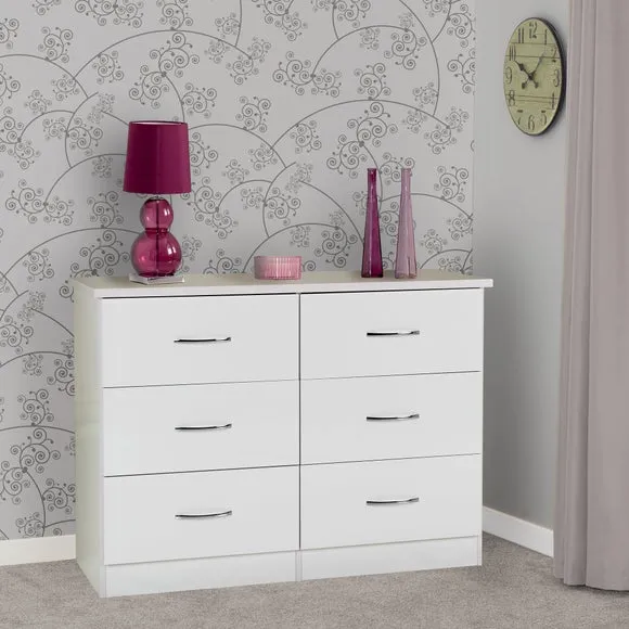 6-Drawer Chest with Gloss Finish - White