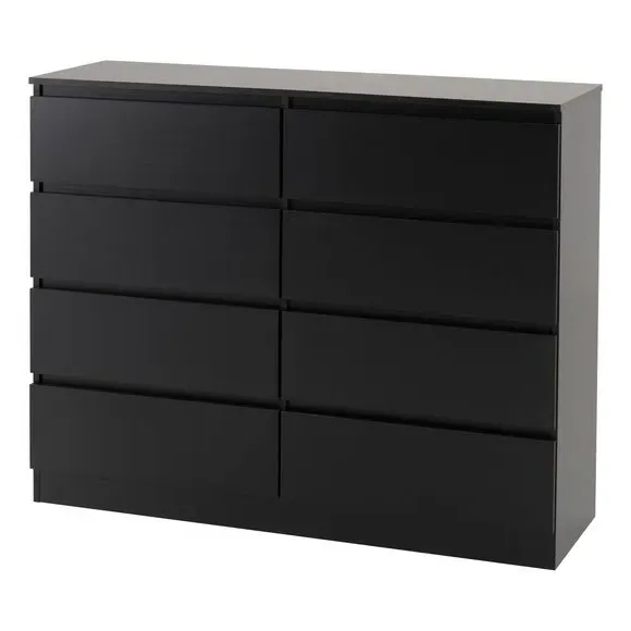 8-Drawer Chest of Drawers - Black, Wood