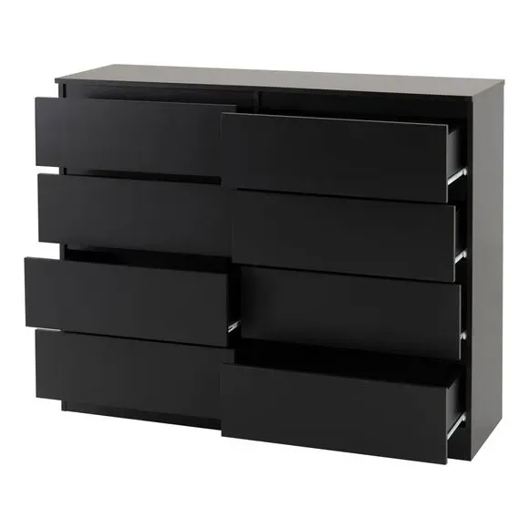 8-Drawer Chest of Drawers - Black, Wood