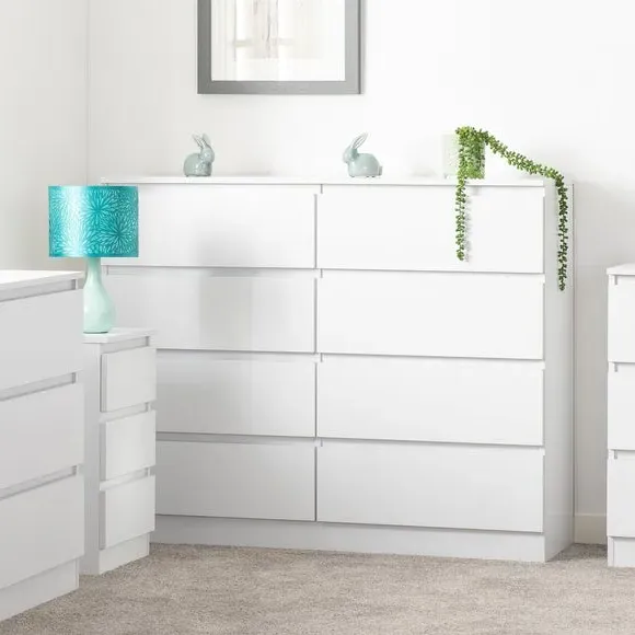 8-Drawer Chest of Drawers - White, Wood