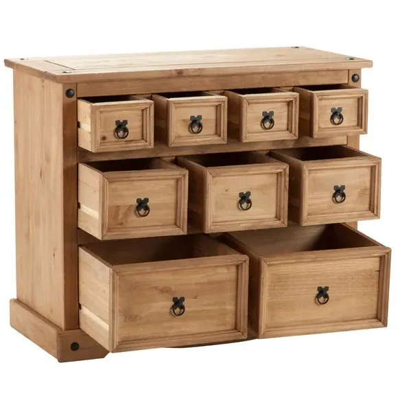 9-Drawer Chest with Metal Handles - Pine