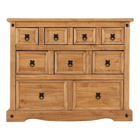 9-Drawer Chest with Metal Handles - Pine image